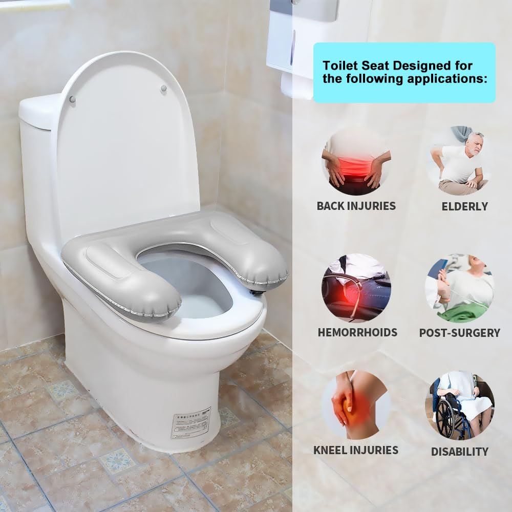 Siège de toilette gonflable réglable avec pompe pour adultes, personnes âgées, personnes âgées, handicapées, soulagement de la douleur au coccyx