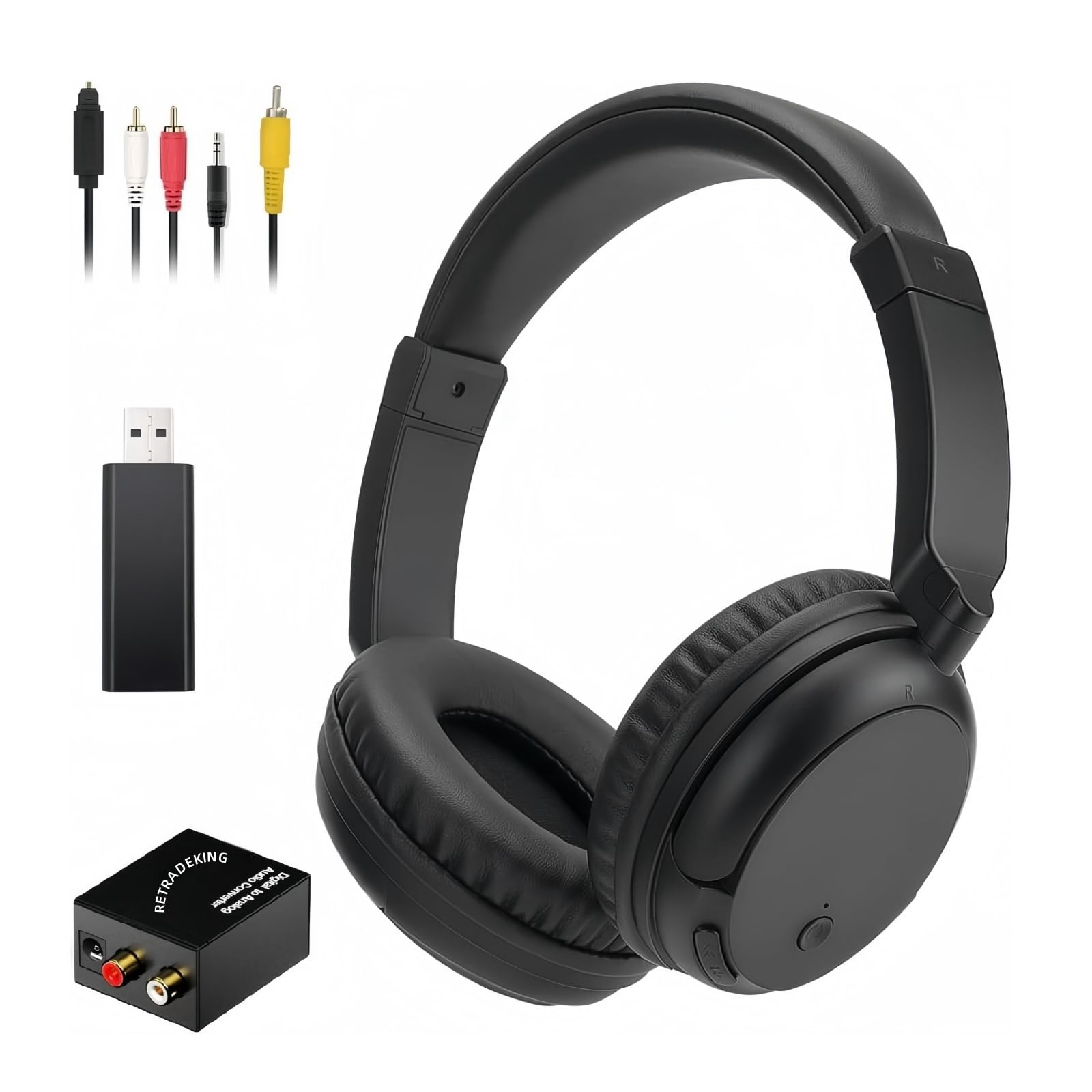 Wireless TV Headphones with Bluetooth Transmitter, Hi-Fi, 30 Hours, Comfortable and Easy to Use for Elderly People, with a Digital Converter Compatible with All Audio Output Devices such as TV-image-5
