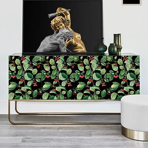 Miniatura 5 de Papel de contacto autoadhesivo película de vinilo de cereza roja papel de pared para paredes aparador cajones estantes armarios decoración extraíble