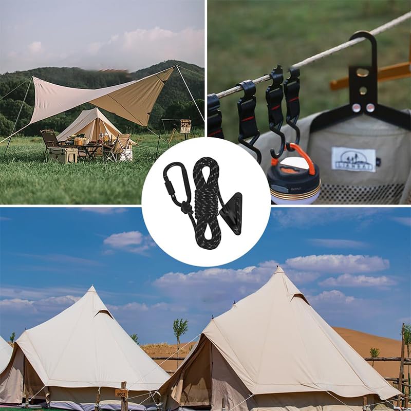 GAHGA 蓄光 テントロープブラック カラビナ付きガイロープ 期間限定値下げ】GAHGA 蓄光 テントロープブラック カラビナ付き