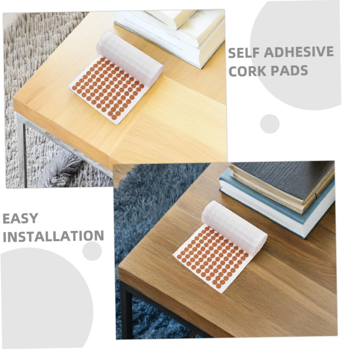3rolls Cork Cabinet Door Bumpers Self-Adhesive Pads for Quiet Closing Surface Protection from Scratches Durable Impact Absorbing Cabinet Bumpers