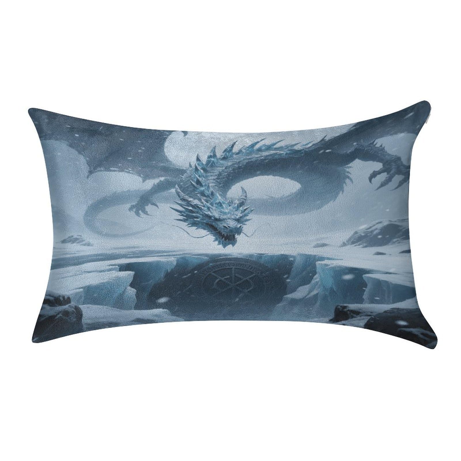 VstaDank Ice Dragon Pillow Covers Rectangular Cushion Case Cozy Decorative Throw Pillowcase Luxury Lumbar Pillow Shells with Zipper Soft Velvet Pillows Shams 12 X 20 in