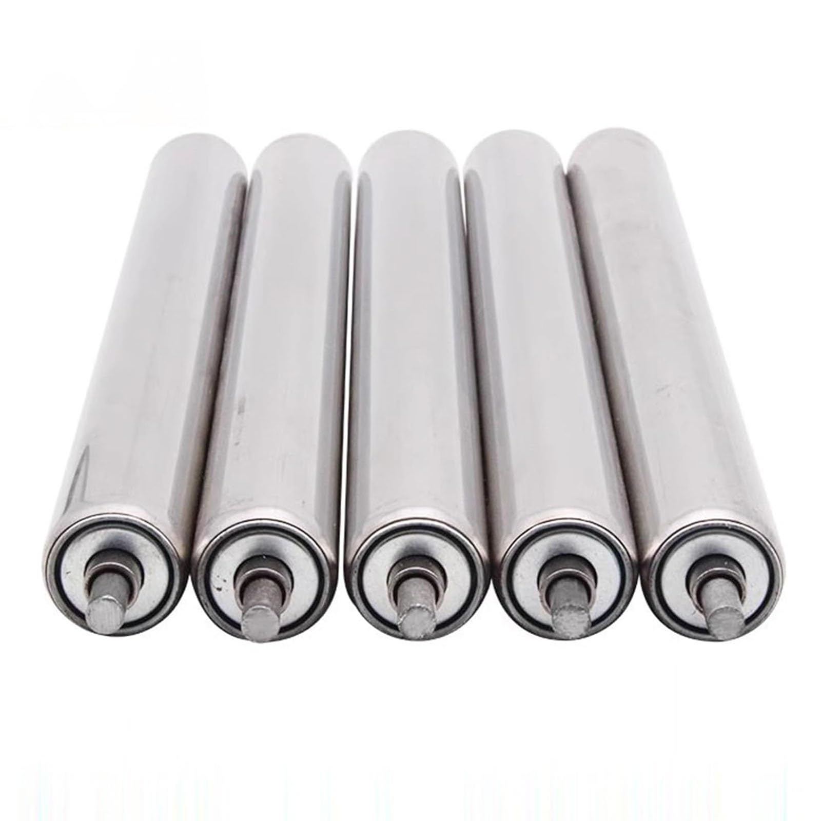 5 rulli trasportatori in acciaio inox, diametro 3,8 cm, lunghezza 50 cm, parti di ricambio resistenti per sistemi di trasporto industriali di movimentazione di materiali