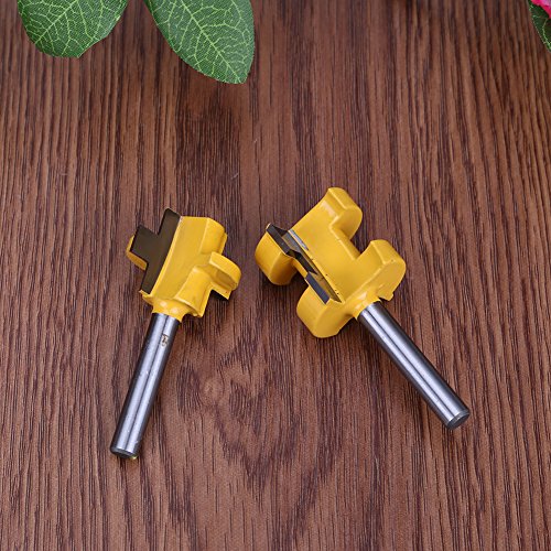 Migiwata Carbide-tipped Tongue and Groove Joinery Router Bit Set of 2pcs with 1/4 Straight Shank to Cut 1/4 High and 1/4 Deep Tongue and Groove for Making Cabinetry Joints in Woodworking - Thumbnail 7