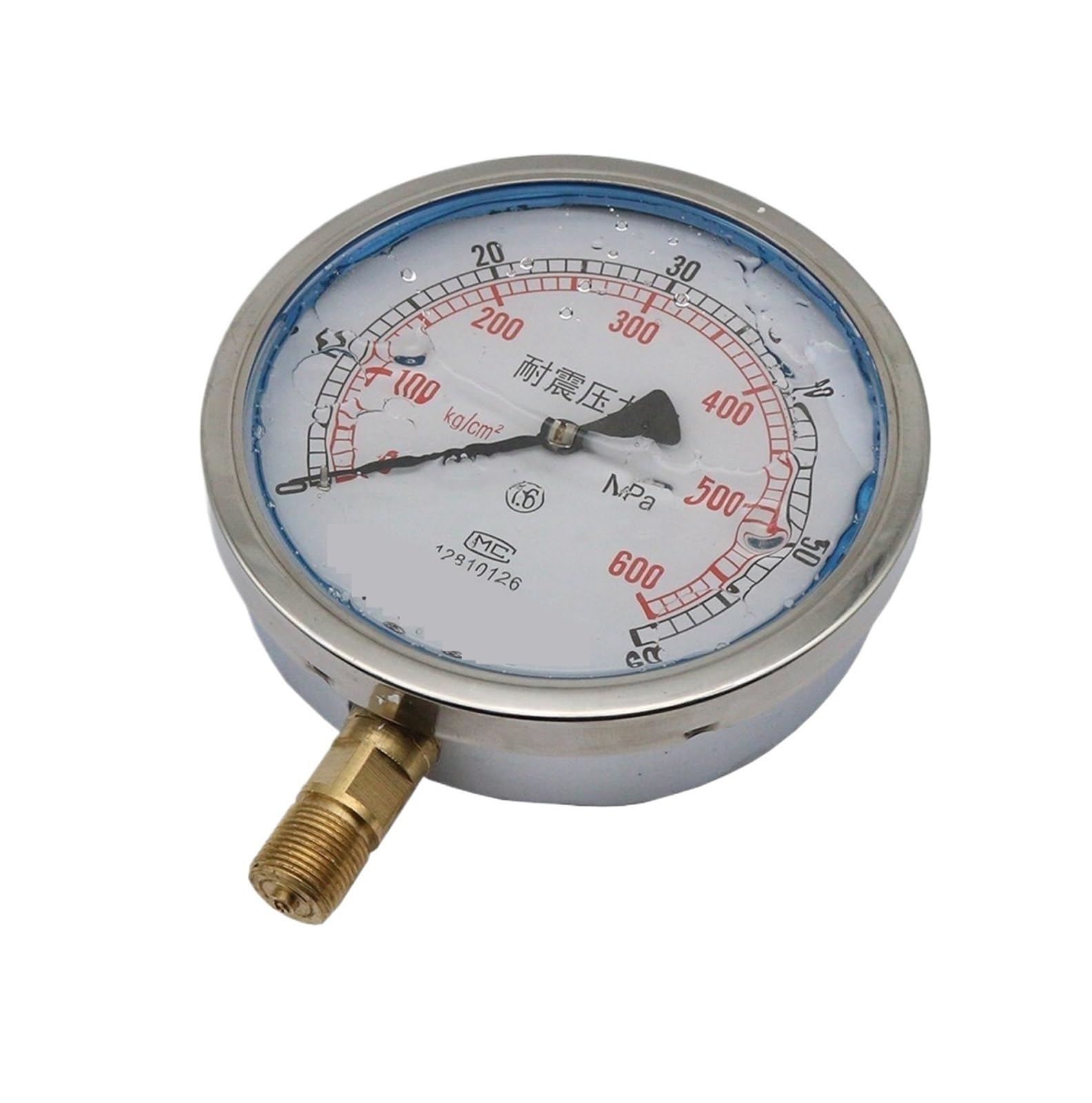 Manómetro, Manómetro YN150 a prueba de golpes 0-1MPa instrumento lleno de aceite Esfera Grande manómetro de bomba hidráulica rosca Radial M20 * 1,5(0-10Bar)