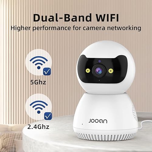 Miniatura 2 de JOOAN Cámara de seguridad 5MP 5G para interiores, doble banda 52.4GHz Cámara de seguridad enchufable con almacenamiento en la nube y tarjeta SD,