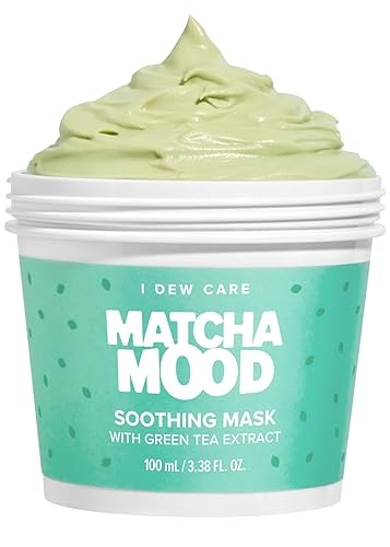 I DEW CARE Mascarilla Wash-Off - Matcha Mood  Té verde calmante facial coreano para piel seca y sensibilizada, 3.38 onzas