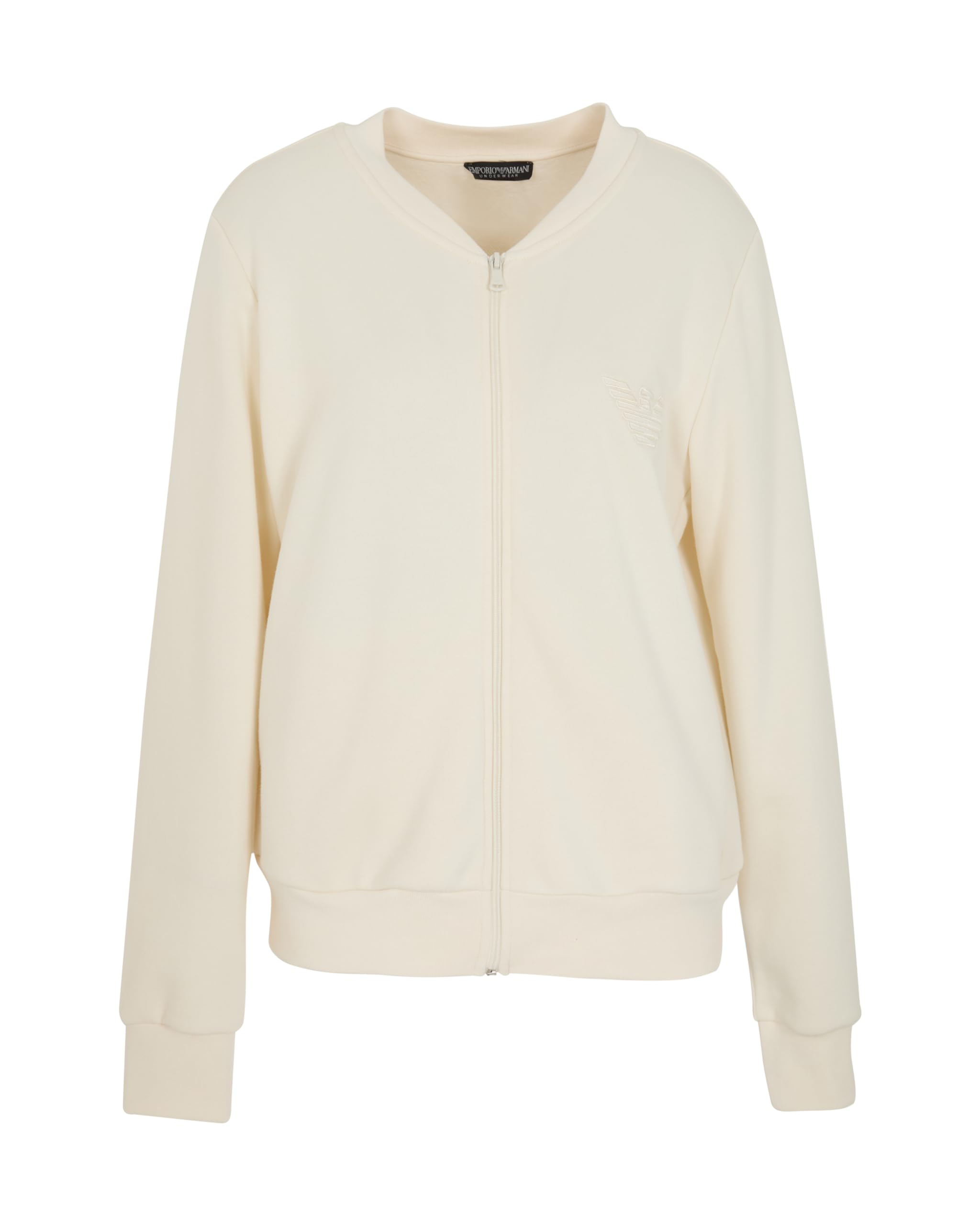 Emporio Armani WOMAN'S ICONIC TERRY OPEN SWEATSHIRT WHITE XL