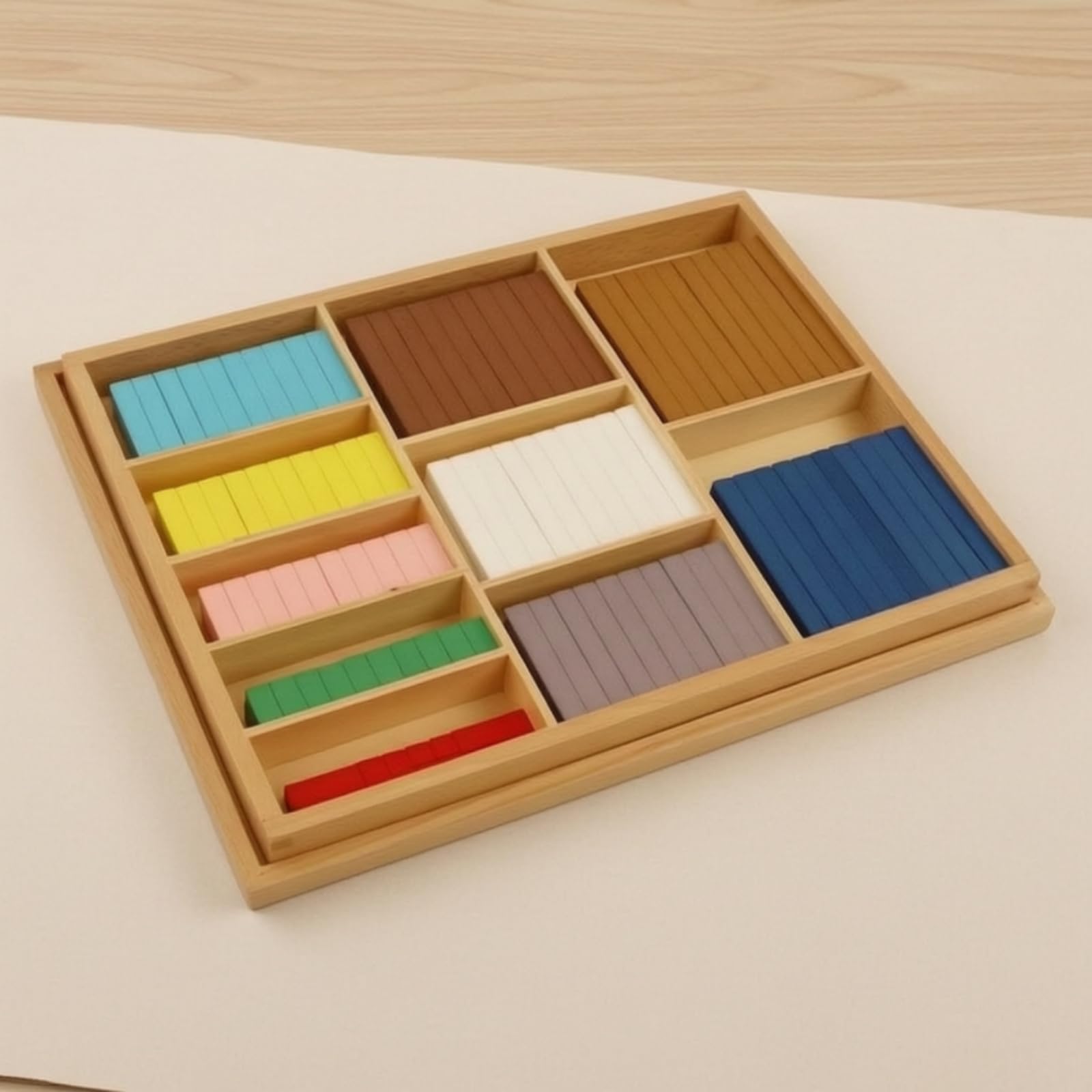 Children Math Set Educativo in Legno con Aste Numeriche Bastoncini Contacalcoli Rods per Somma E Sottrazione Scatola Organizer Inclusa Adatto a Scuola Asilo Casa
