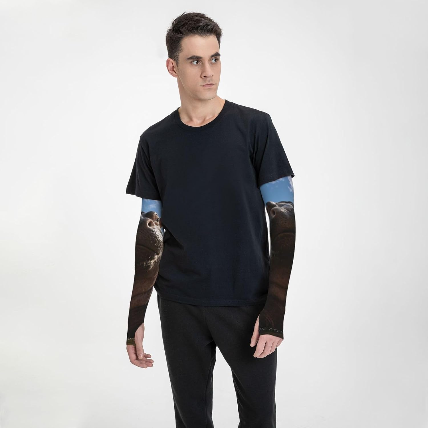 Hippo Arm Sleeves for Men Women Cooling Sleeves UV Blocking Protection Sleeve