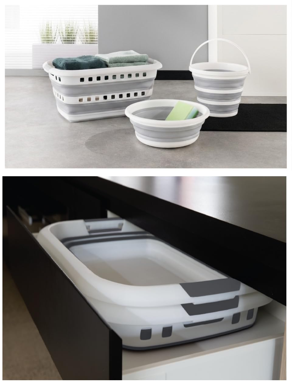 Cesto de Ropa Plegable 45L, Gran Capacidad, Diseño Compacto y Resistente para Casa, Dormitorio y Lavandería-Ovalado 45L