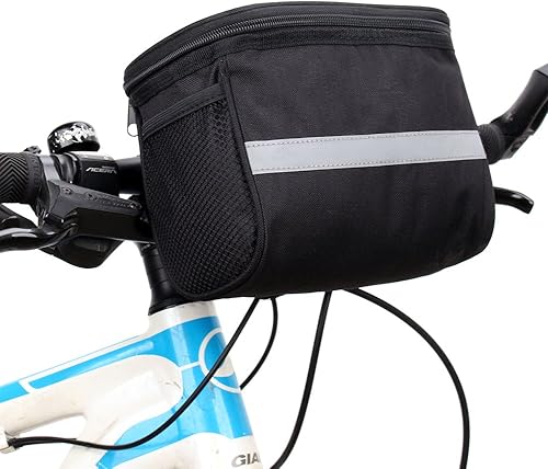 Miniatura 2 de Ochine Bolsa para manillar de bicicleta, bolsa de cesta delantera de bicicleta, bolsa de manillar de bicicleta con bolsillo de malla, bolsa de
