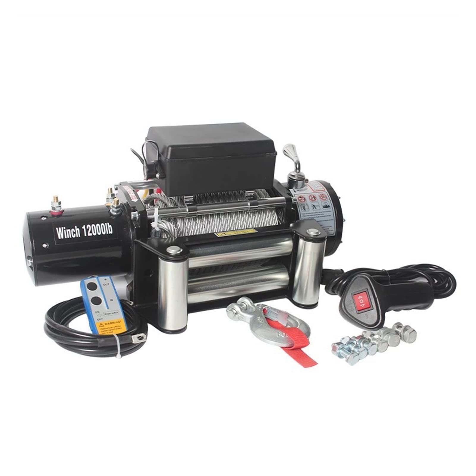 Paranco A Catena, Verricello Elettrico per Autosoccorso Fuoristrada 12V/24V, Gru di Bordo da 3000 Libbre.(24 V 3000 Libbre)