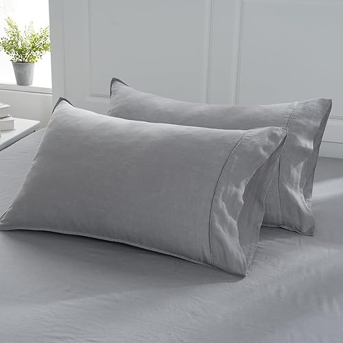 Miniatura 161 de S VICTORY SYMBOL 100% Organic Linen Pillowcases 20"x30" Set of 2,French Natural Flax Soft Durable Pillowshams Sandy Beige,Standard