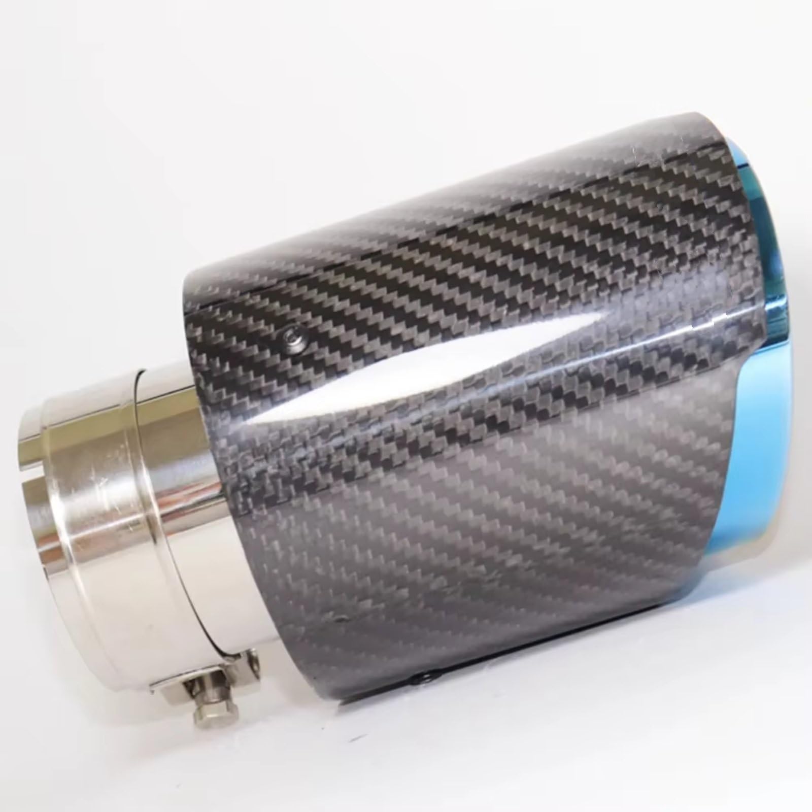Terminal Escape Escape Fibra Carbono Brillante Coche Silenciador Punta Tubo Recta Silenciadores Universales Azules Acero Inoxidable Decoraciones 1Pieza(54MM IN 76MM OUT)
