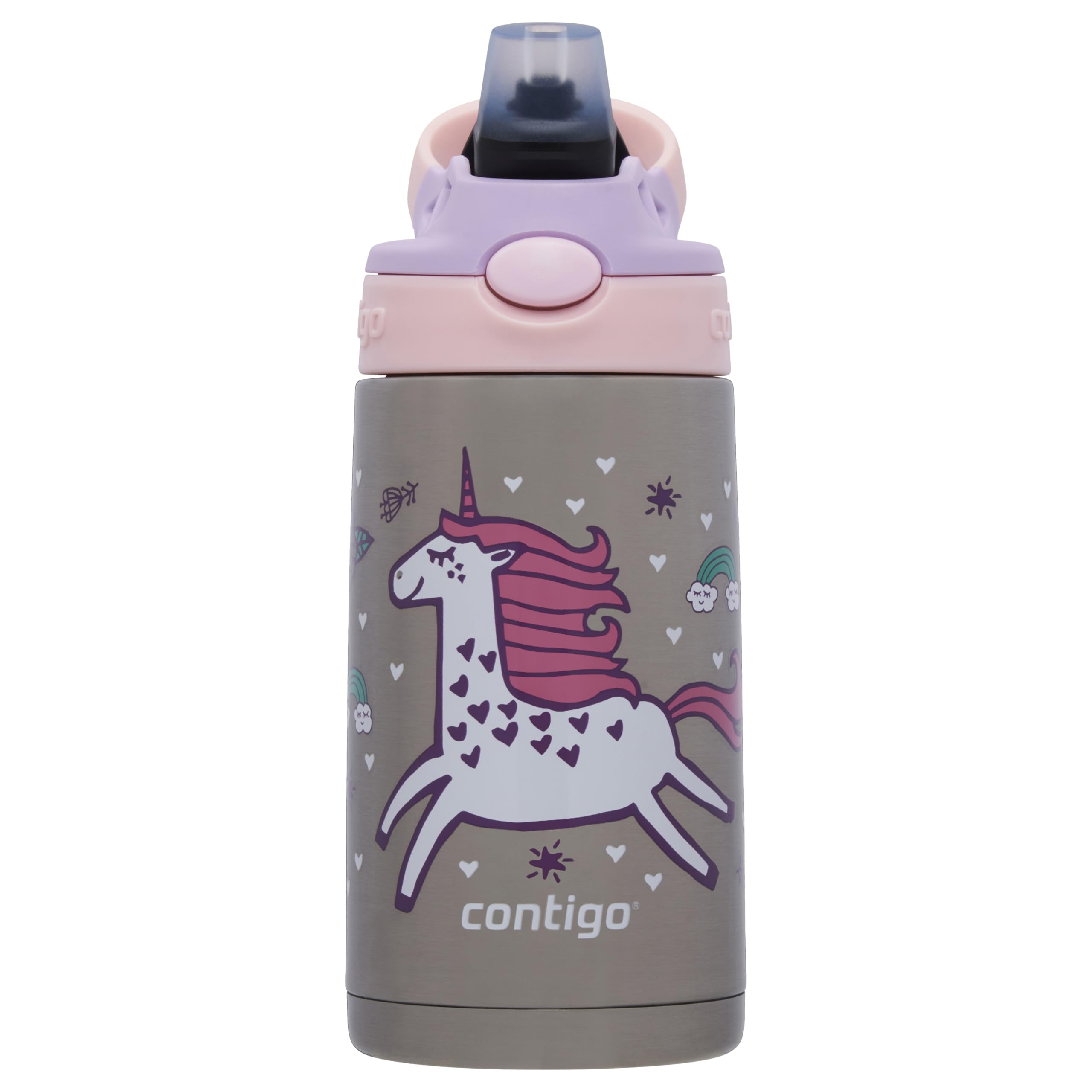 Children'S Drinking Bottle With Straw, Strwbry Unicorn, 13Oz, 2178083