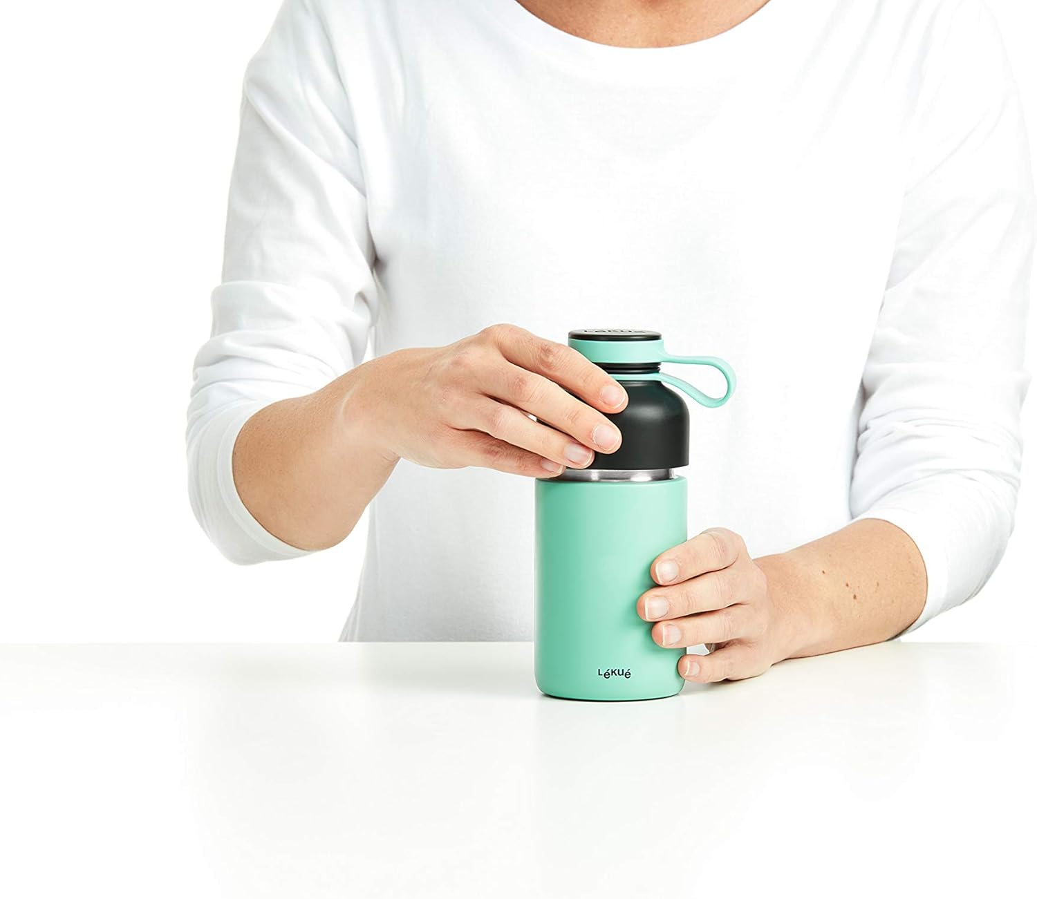 Lekue Insulated Bottle To Go, 10oz, Gray