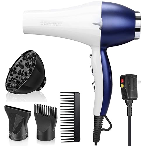 Secador de pelo de 2000 W secador de pelo iónico negativo de secado rápido de bajo ruido secadores de pelo profesionales de salón con difusor