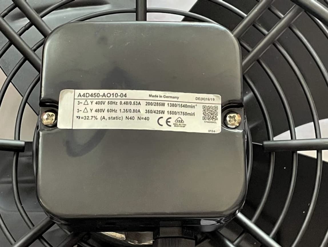 A4D450-A010-04 400/480VAC 0.80/0.48A 425/200W 50/60Hz 1750/1380mir 450mm 4-Wire Cooling Fan