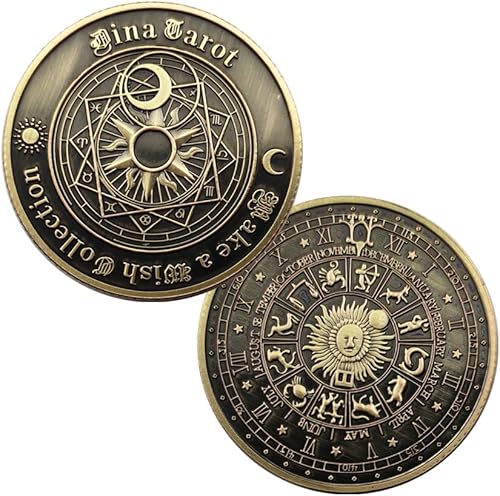NIUBB Tarot Wishing Coins Lucky Constellation Monedas conmemorativas Monedas en relieve pueden jugar monedas 1.181 in Finger Turn Coins