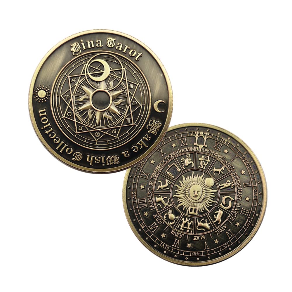 Moneda Conmemorativa Del Tarot De La Suerte | Coleccionable De Aleación De Zinc Con Diseño De Constelación Y Doble Cara