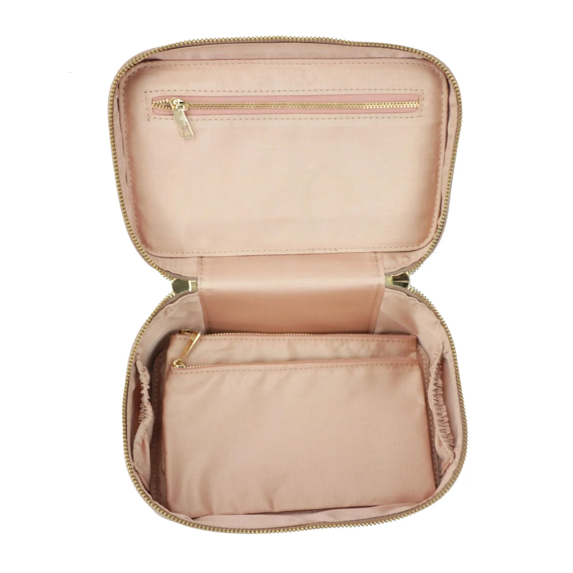 Borsa da viaggio for cosmetici in pelle di vacchetta da donna, organizer portatile for trucchi, borsa for cosmetici for donne e uomini(Wine red)