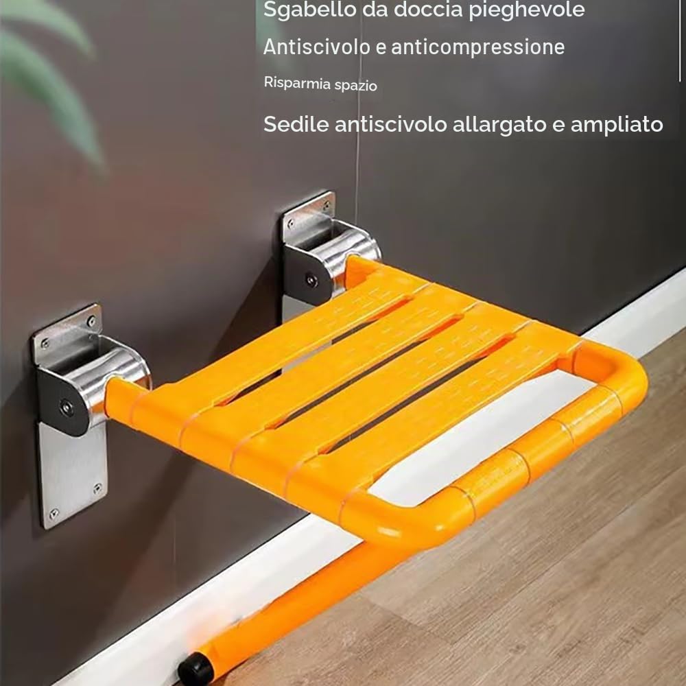 Sedile per Doccia a Parete, Sedia Da Doccia Pieghevole Antiscivolo,Sedile Per Doccia Da Parete Pieghevole,Scheletro In Acciaio Inossidabile,Piastra Sedile In ABS,Fino A 300 Kg Per Anziani E Disabili