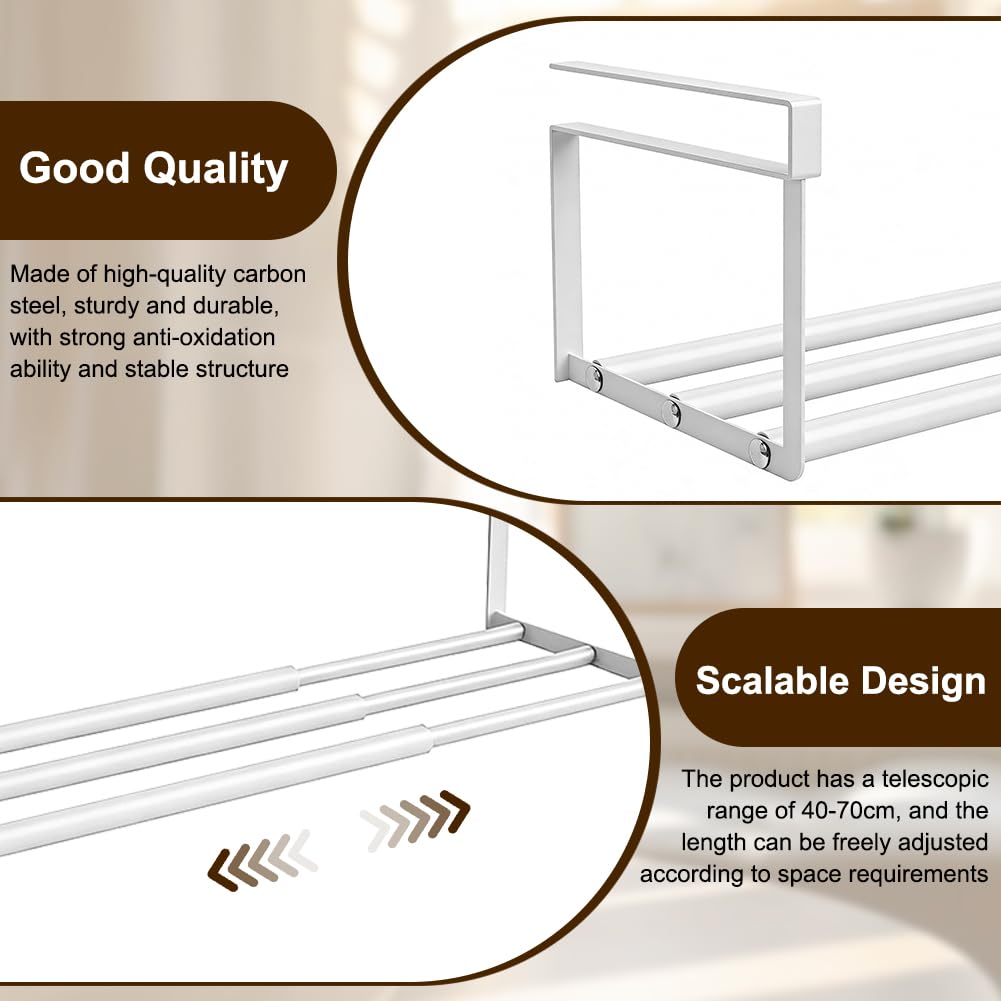 Organizador de armario colgante extensible de 40 a 70 cm, elegante cocina, ropa y zapatero, estantería multifunción que ahorra espacio (blanco)