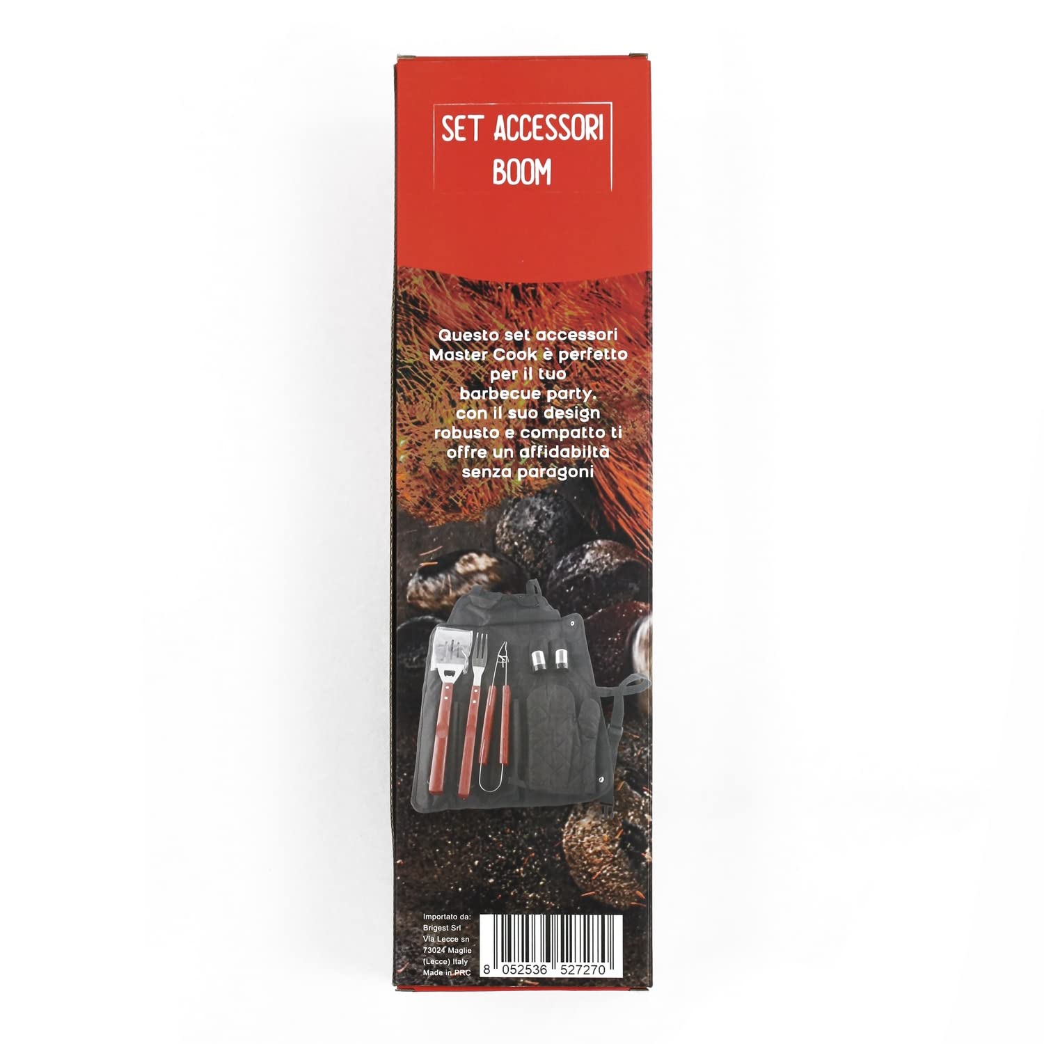 MasterCook Kit d'accessoires BBQ Professionnels en Acier avec Pince, Fourche, Spatule et Gant