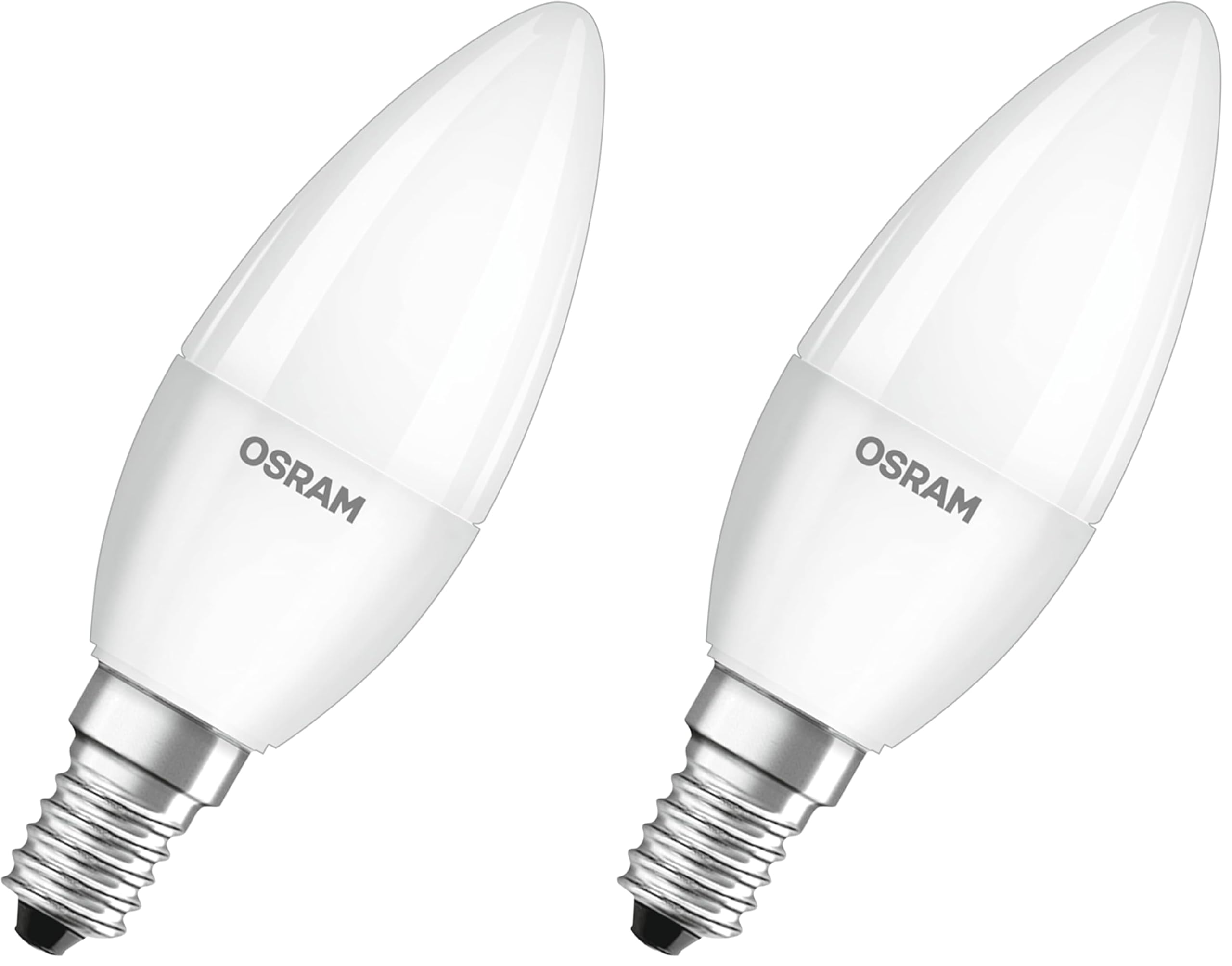 Osram LED BASE Classic B40, matte Filament LED-Lampen aus Glas für E14 Sockel, Kerzenform, Warmweiß (2700K), 470 Lumen, Ersatz für herkömmliche 40W-Glühbirnen, 5 Stück (2er Pack)