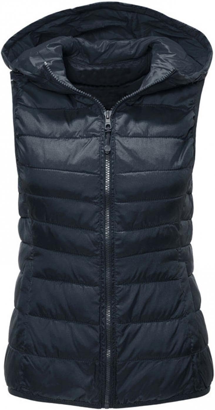 CocilaWomens Plus Size Waistcoat Lightweight Quilted Body Warmer Hooded Gilets Bodywarmer Winter Zipper Padded Warm Coat Thicken Sleeveless Down Jacket Zip Up Winter Vest with Pockets S-4XL
