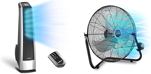 Lasko Ventilador de torre oscilante de alta velocidad, control remoto, temporizador, 3 velocidades potentes y ventilador de piso de alta velocidad