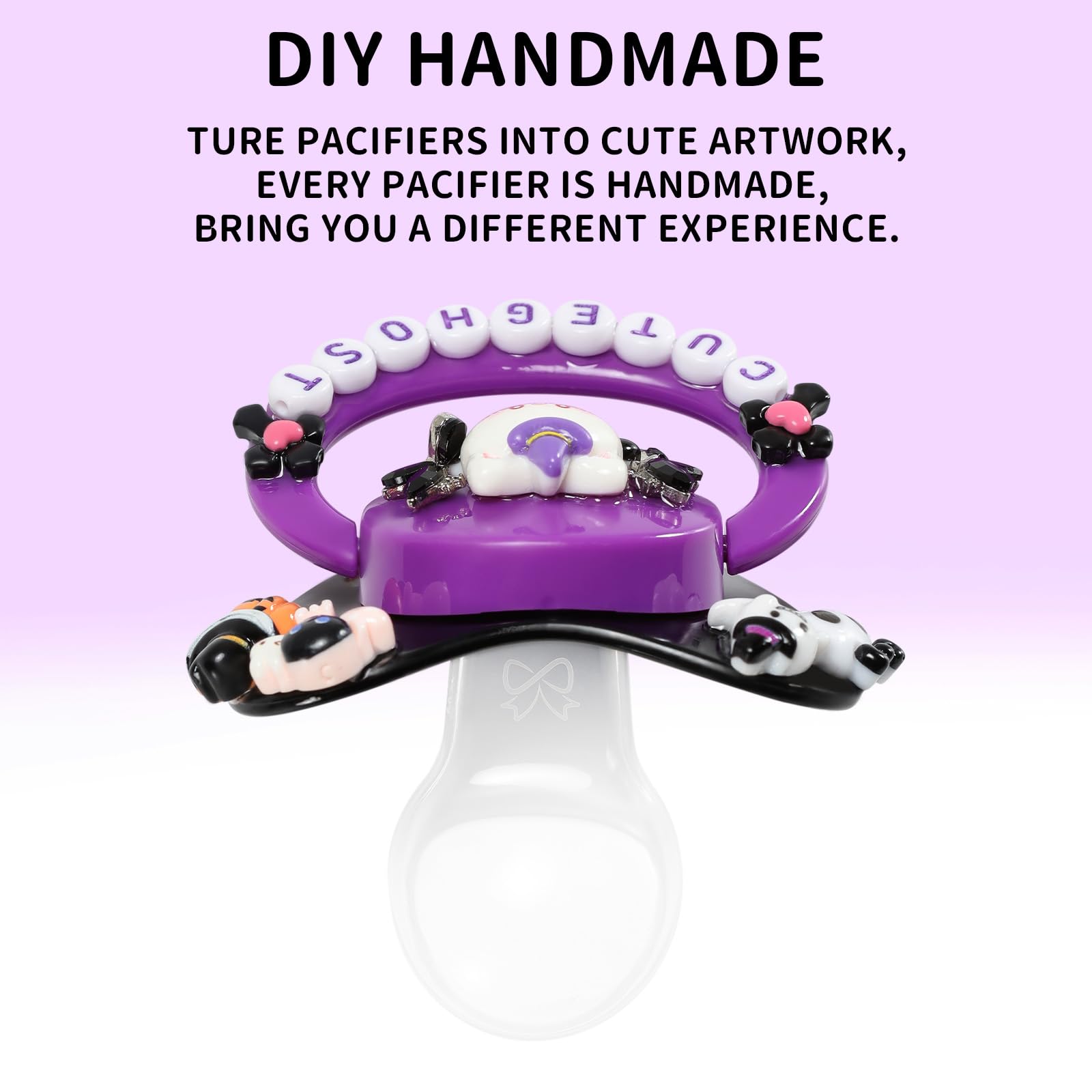 CutiePlusU Adult-Size Pacifier Dummy for Adults DIY Handmade Large Shield - Purple Cute Ghost - Image 3