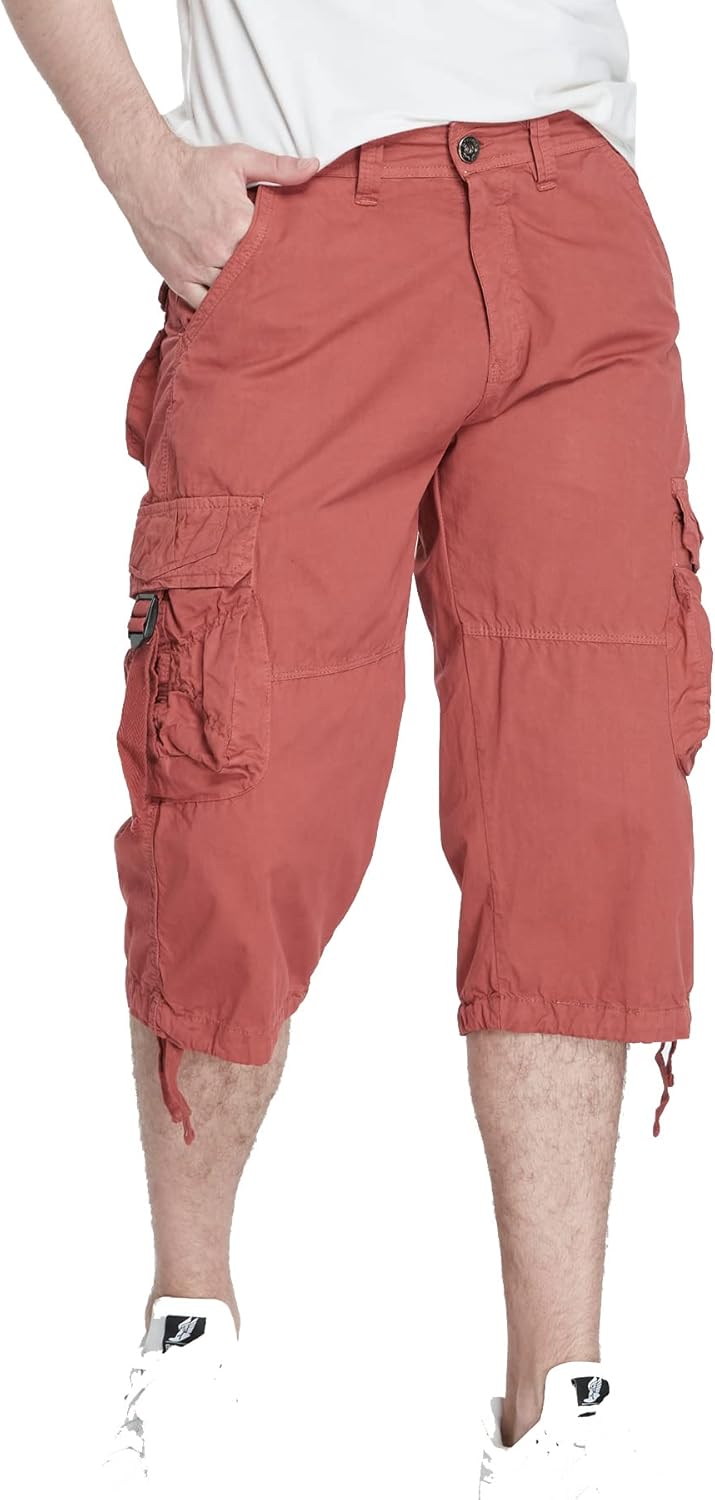 Men's Cargo Shorts 3/4 Cotton Relaxed Fit Below Knee Capri Cargo Pants - Image 3