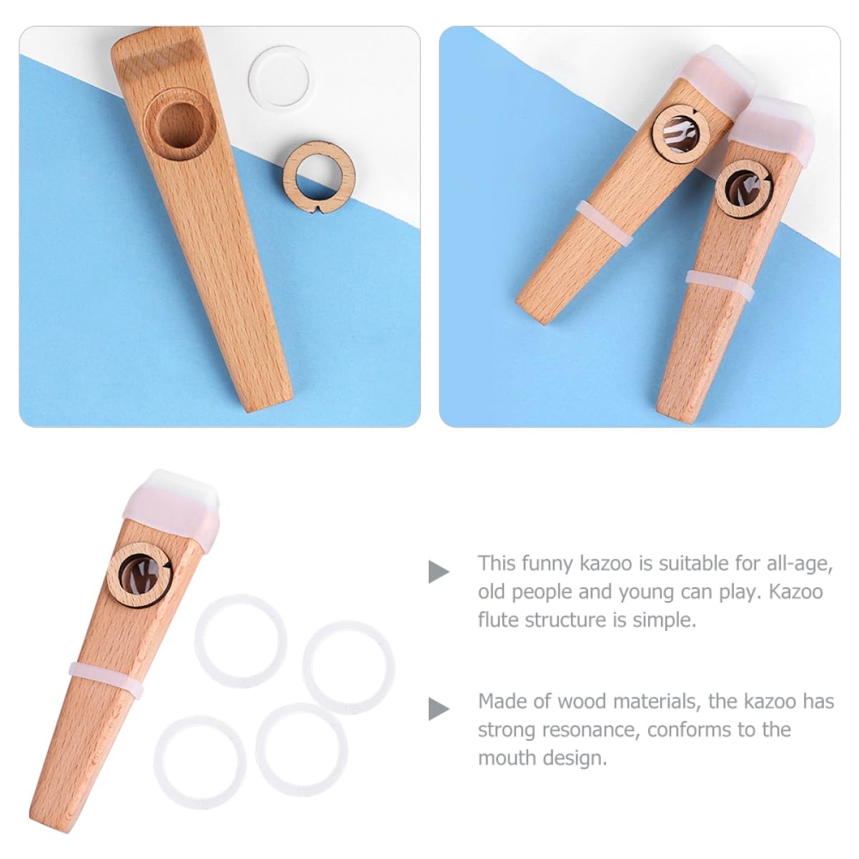 ibasenice Accesorios para Kazoo Instrumentos Musicales Kazoo para Adultos Flauta Dulce de Madera Musicales Compañero de Guitarra para Interpretación Musical