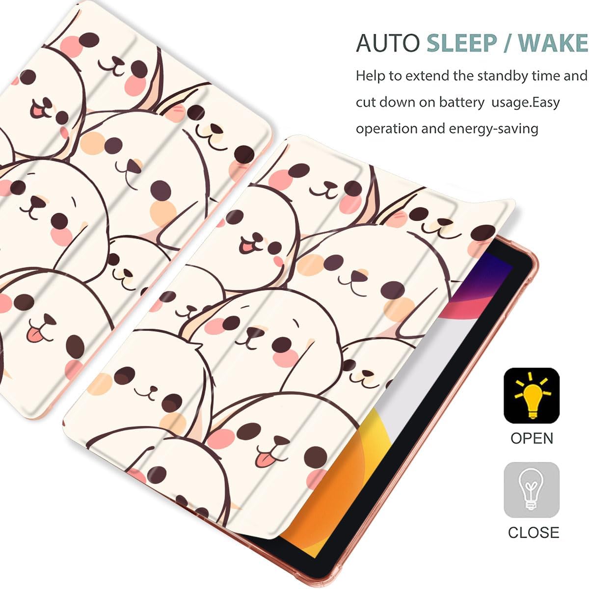 MAYCARI Cartoon Cute Animals Case for iPad 10.9 inch 2022 with Pencil Holder, Original Pattern iPad 10th Generation Soft TPU Back Protective Cover Shell, Auto Sleep/Wake Slim Shell - Cute Puppy Dogs