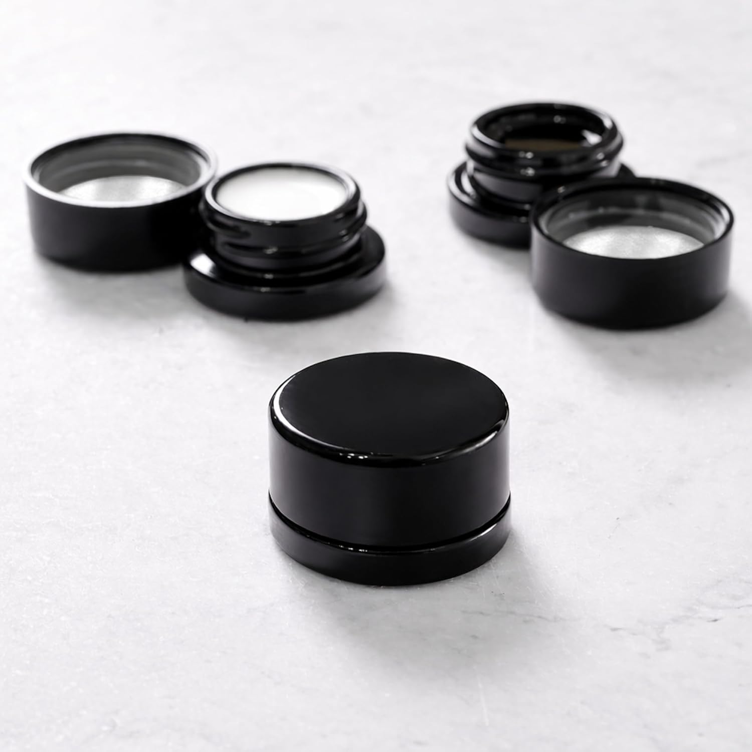 (200 Pack) 9ml Thick Black Glass Jars with Black Child Resistant Lids - UV Resistant - Storage for Oil, Wax, Lip Balm, Cosmetics - Child Proof Container