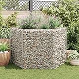 Sechseckiges Gabionen-Hochbeet 160×140×100 cm aus verzinktem Stahl, Stabiler Drahtkorb für Steine oder Kies, Gartenbeet und Pflanzenbeet, Robustes Maschengitter für stilvolle