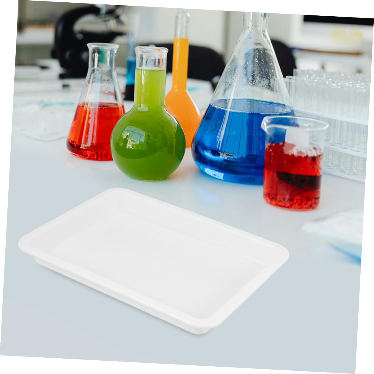 4 Stück Laborchemikalientablett aus Chemikalienbeständigem Kunststoff Auslaufsichere Laborschalen 25 X 18,5 X 2,5cm Vielseitig für Laborproben und Experimente
