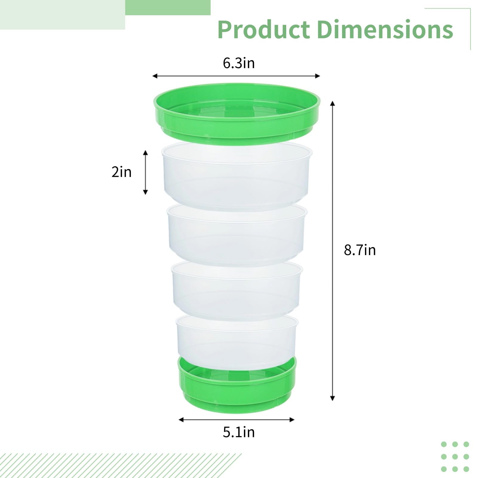Générique Kit de Germination Rond empilable, Plateau de Culture de Luzerne avec écran de Protection, Design Plastique à 6 Niveaux, Sac de Rangement Noir Inclus, pour Le Jardinage à la Maison