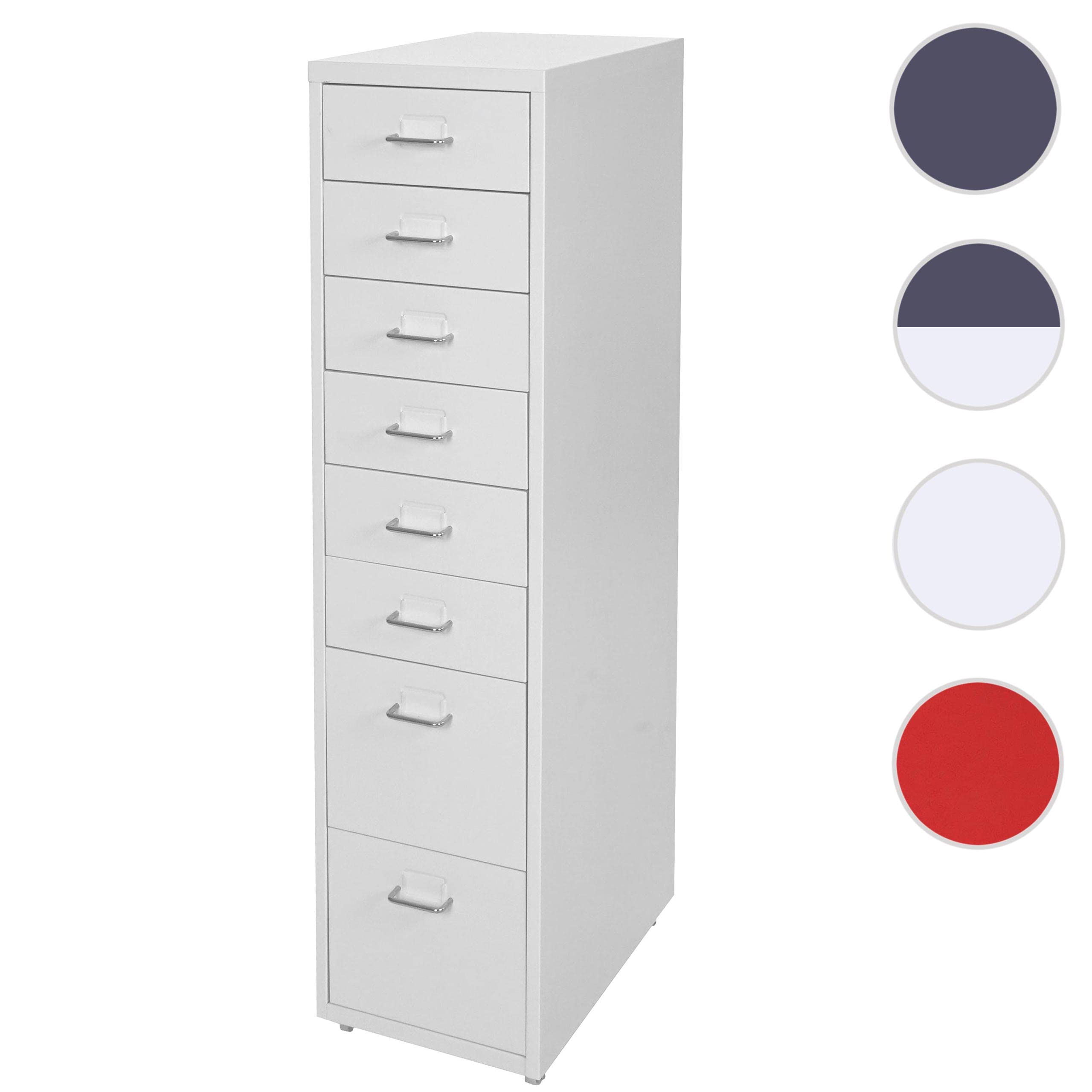 Mendler Boston T851AM - Contenedor con ruedas (110 x 28 x 41 cm), color blanco | Armario con 6 cajones