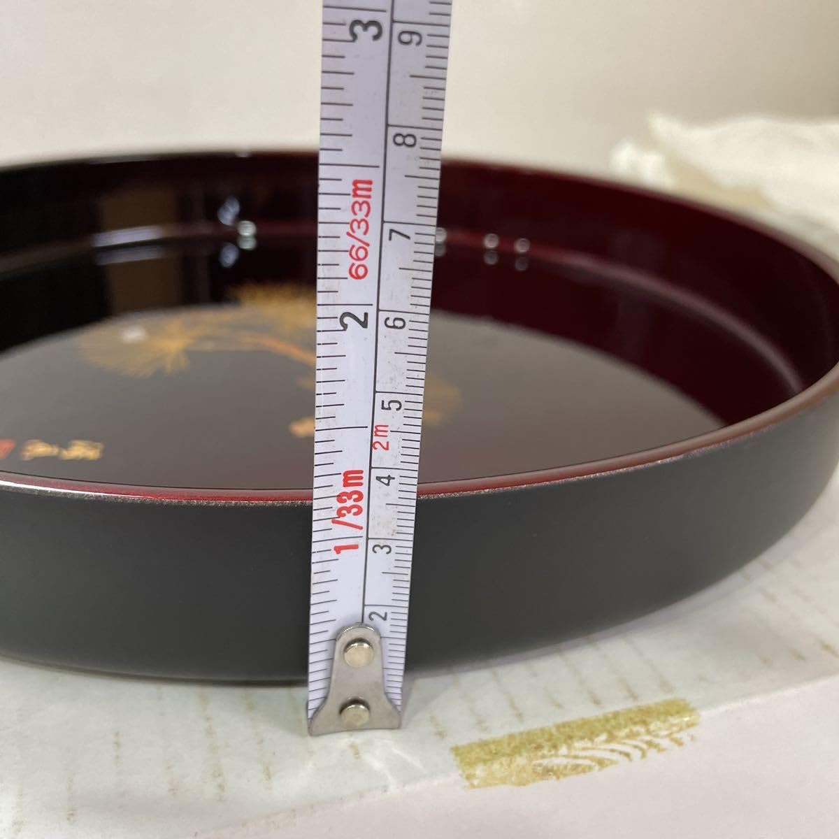 Amazon.co.jp: XL5986 保管品 漆画玉風 合成漆器 金蒔絵 お盆