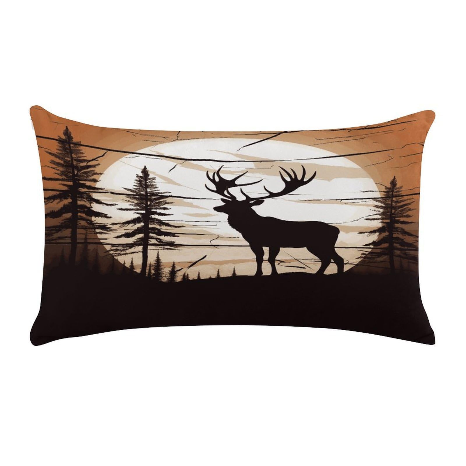 LDGSUPH Wild Elk Silhouette Throw Pillow Cover with Zipper Long Throw Pillow Case Anti-Fading Pillow Protector Super Soft Decorative Cushion Case Exquisite Plush Pillowcase12 X 20 in
