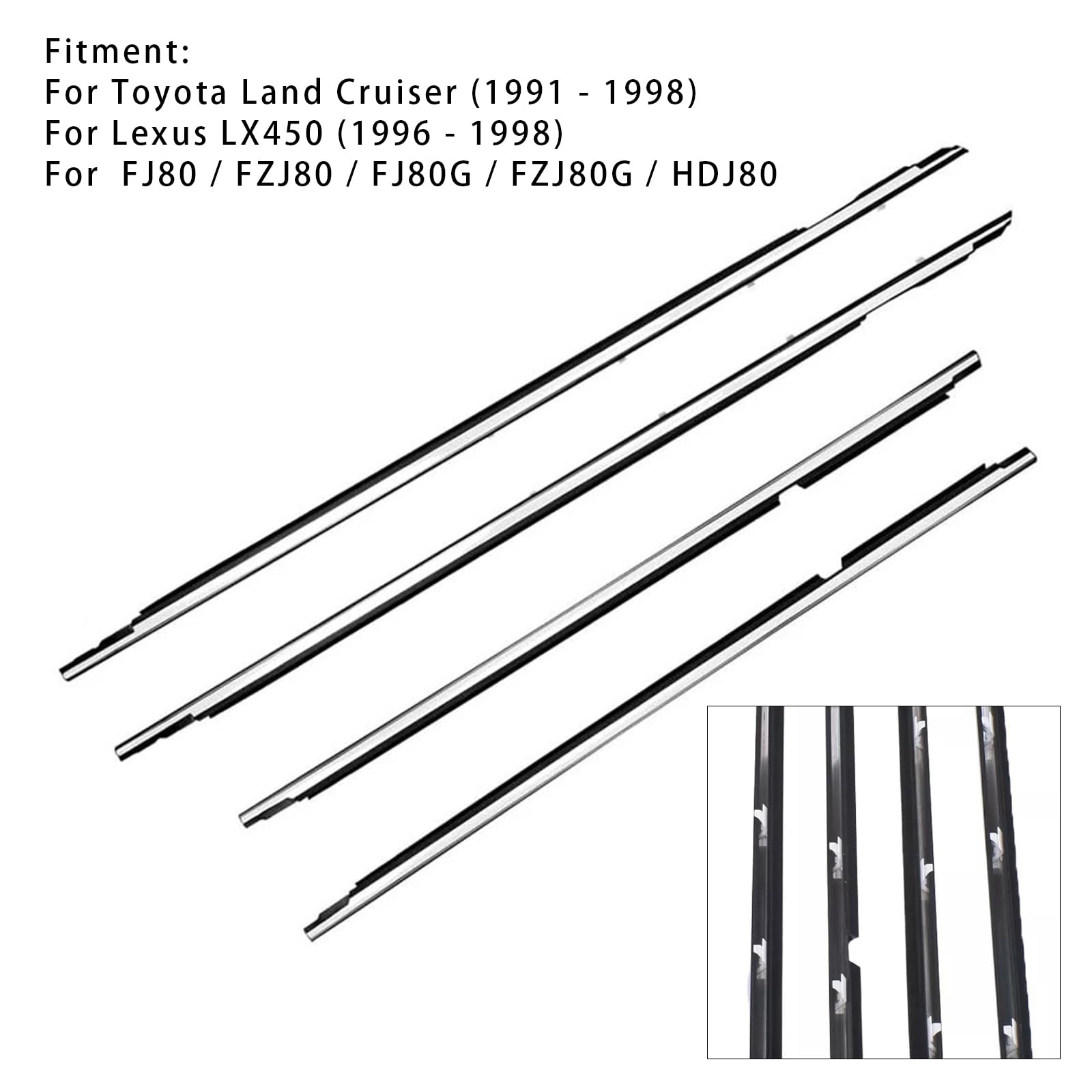 4PCS Door Belt Molding für Toyota für Land Cruiser für Lexus LX450 FJ80/ FZJ80/ HDJ80