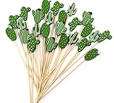 cactus para fiesta mexicana Material: Los palos de cóctel están hechos de madera de alta calidad, bien hechos con una superficie lisa y sin espinas, seguros, no tóxicos y respetuosos con el medio ambiente, duraderos y de larga duración.