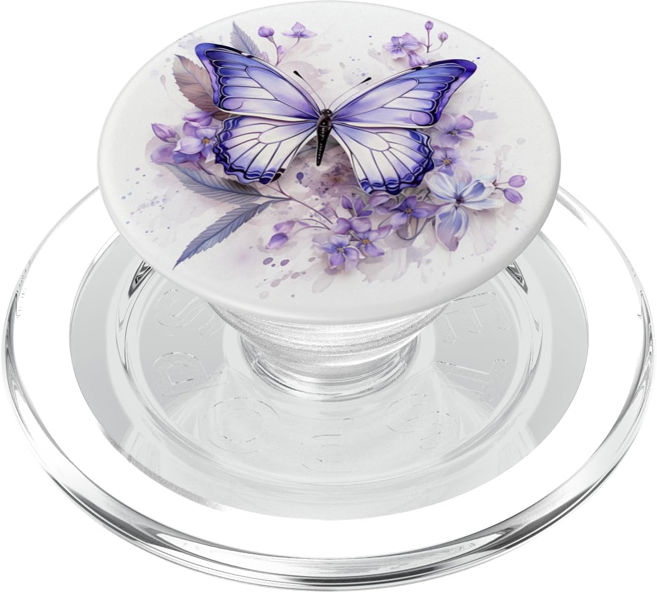 Purple Butterflies with Flowers Floral Butterfly PopSockets PopGrip for MagSafe