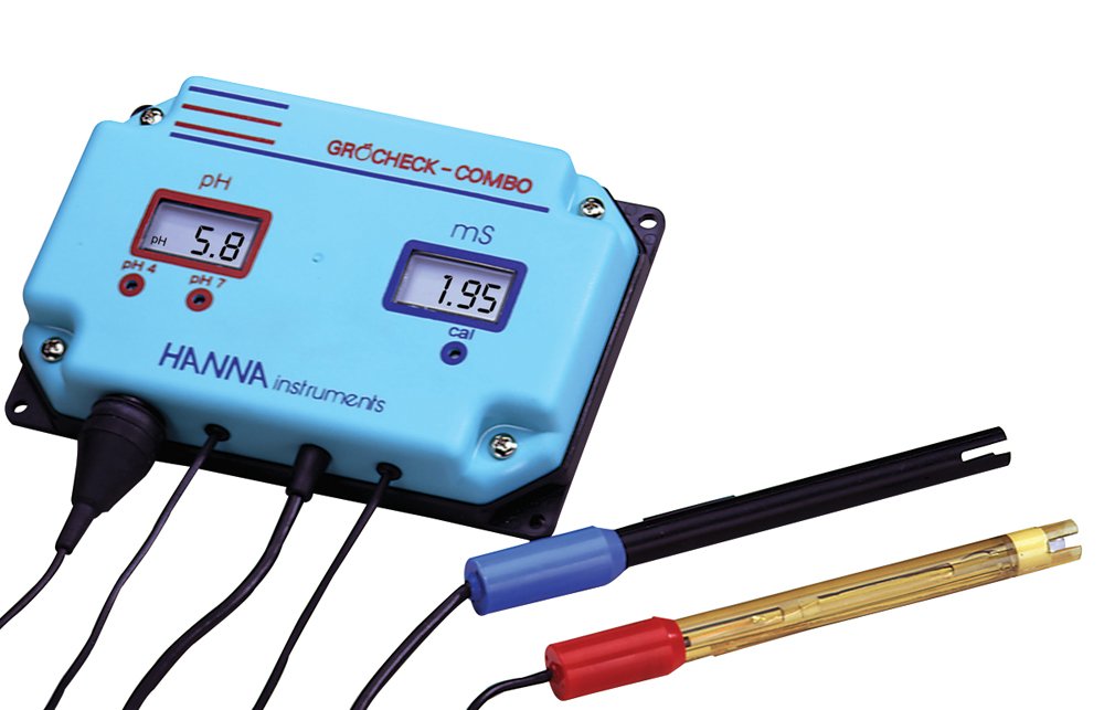 Indicador pH/EC con electrodo de pH HI 1286, EC-Sonde HI 7632, varilla de tierra, 230 V