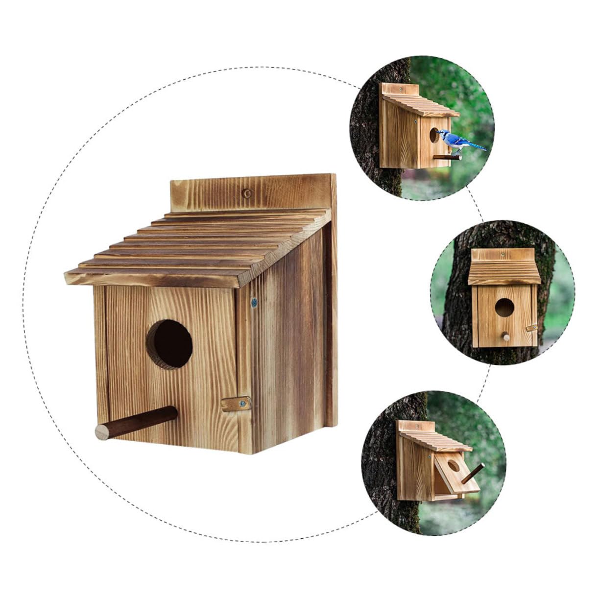 Abaodam Casetta Nido per Uccelli in Legno da Giardino, Marrone | Piccolo Rifugio a Forma di Casa, per Uccelli Piccoli, Uso in Giardino nella Gabbia