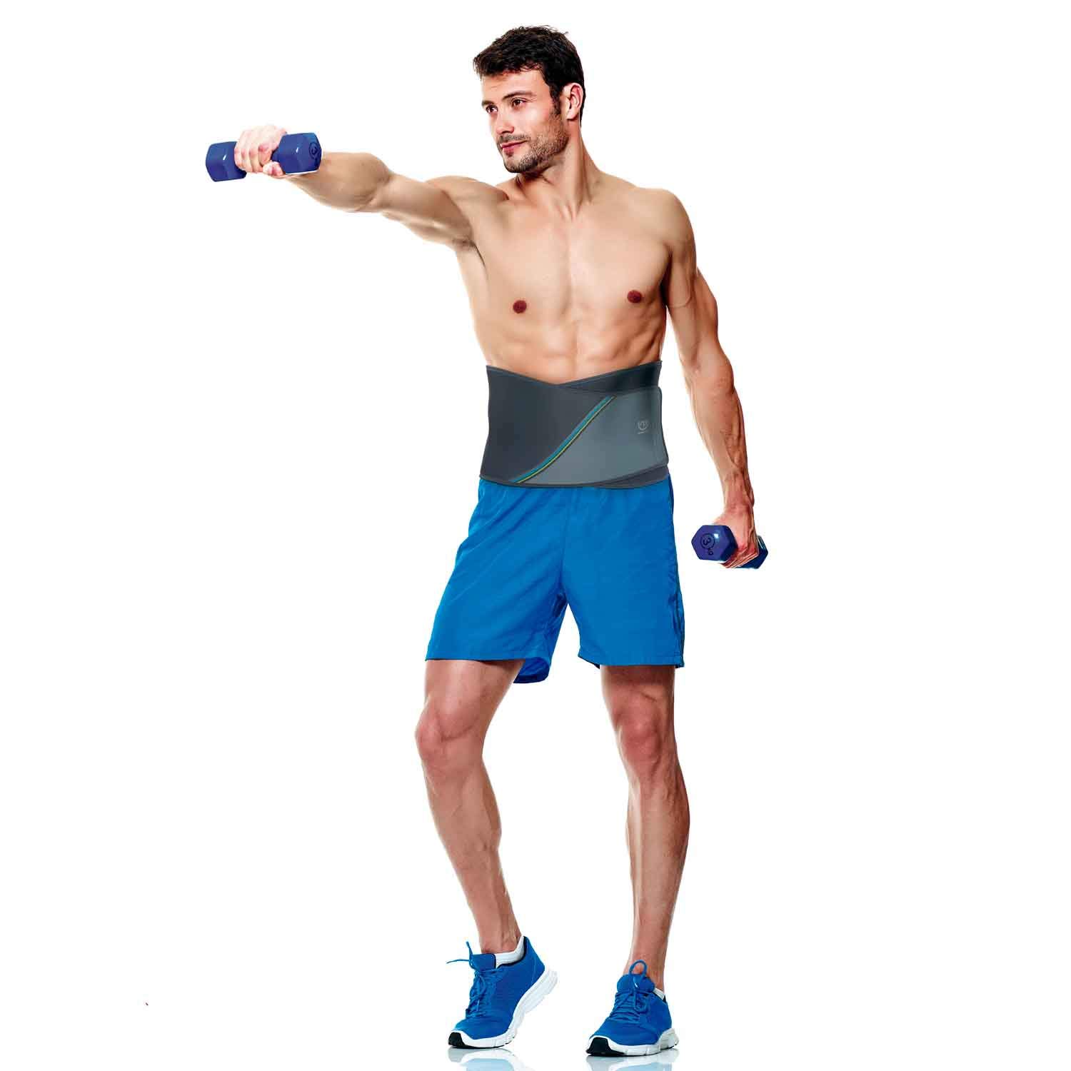 PRIM NEOPRAIR | Faja/Banda Sacro Lumbar | Hombre/Mujer | Lumbalgias agudas y crónicas | Uso deportivo | Neopreno | Talla única | Color Gris y Azul