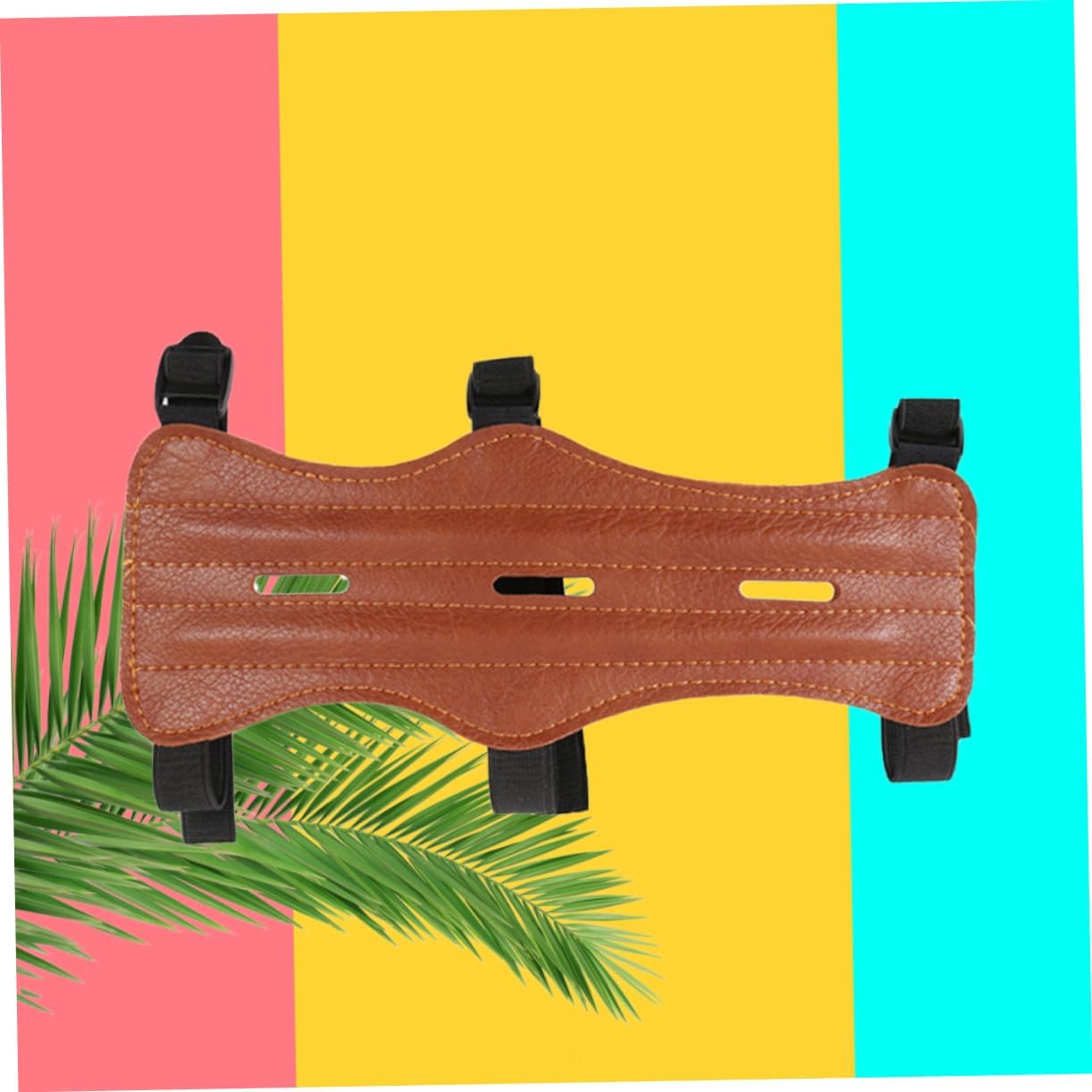 Adjustable Pu Leather Archery Arm Guard Lightweight Protective Gear with Triple Buckle Strap for Hunting and Target Shooting Unisex Forearm Protector Brown